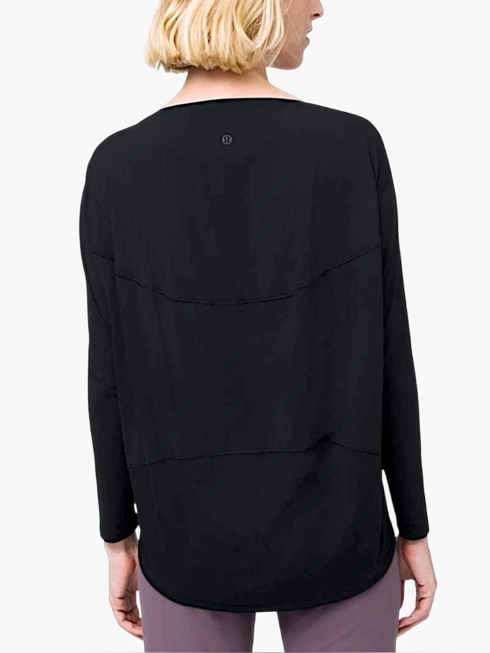 Lululemon Back In Action Long Sleeve Shirt Womens 4 Black Oversized Boxy